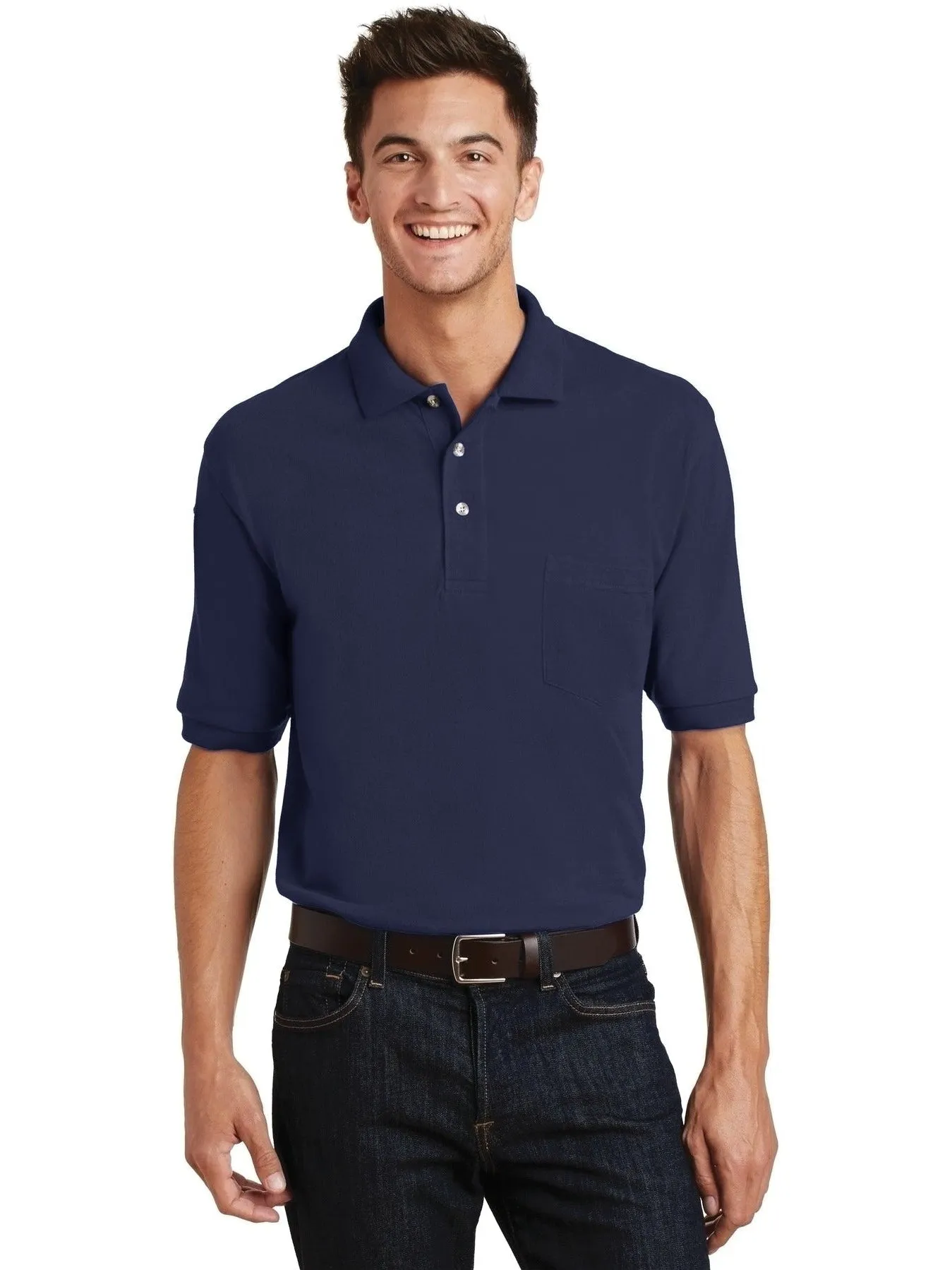 Port Authority Pique Knit Polo Shirt with Pocket