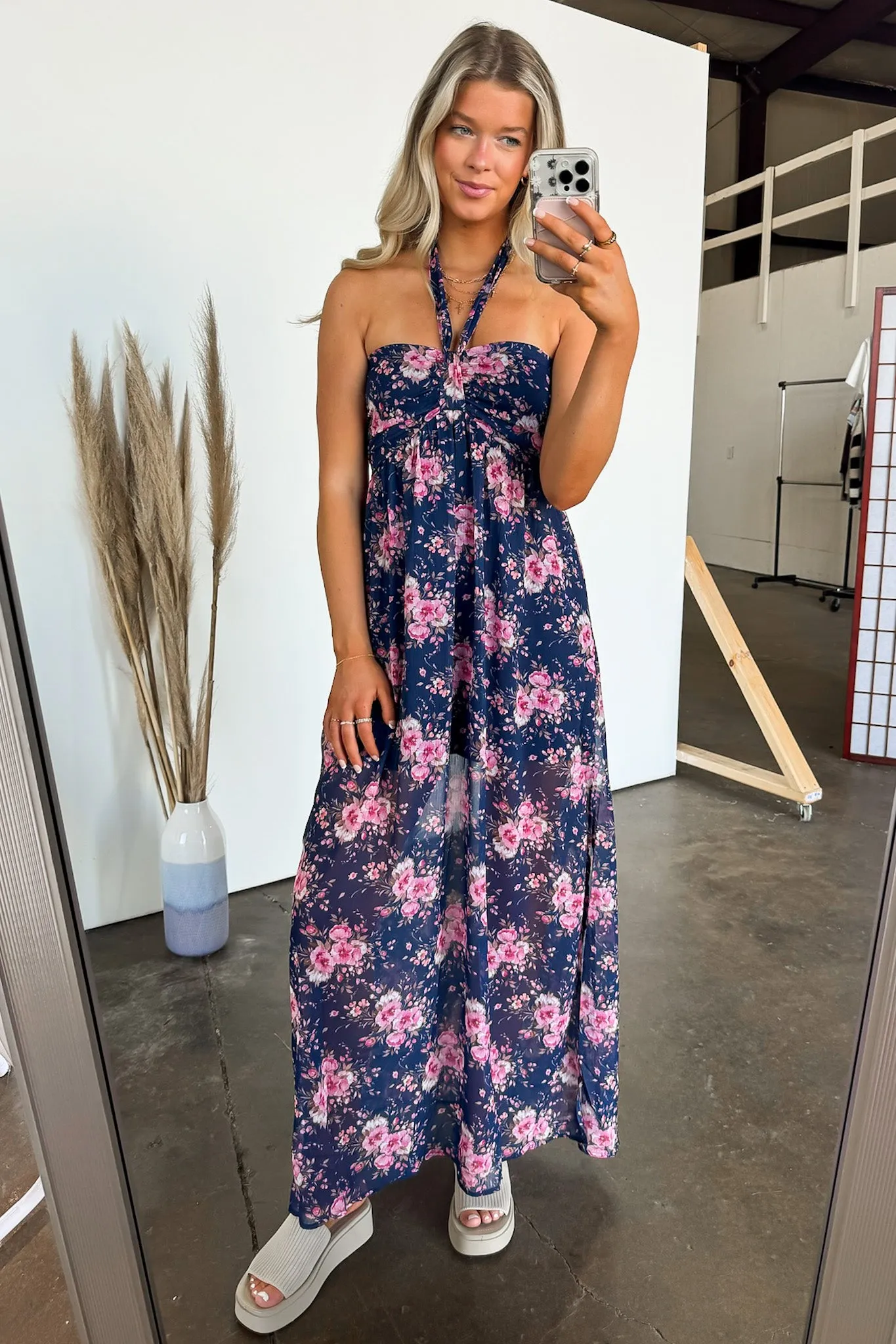 Pretty Demeanor Floral Halter Maxi Dress -BACK IN STOCK