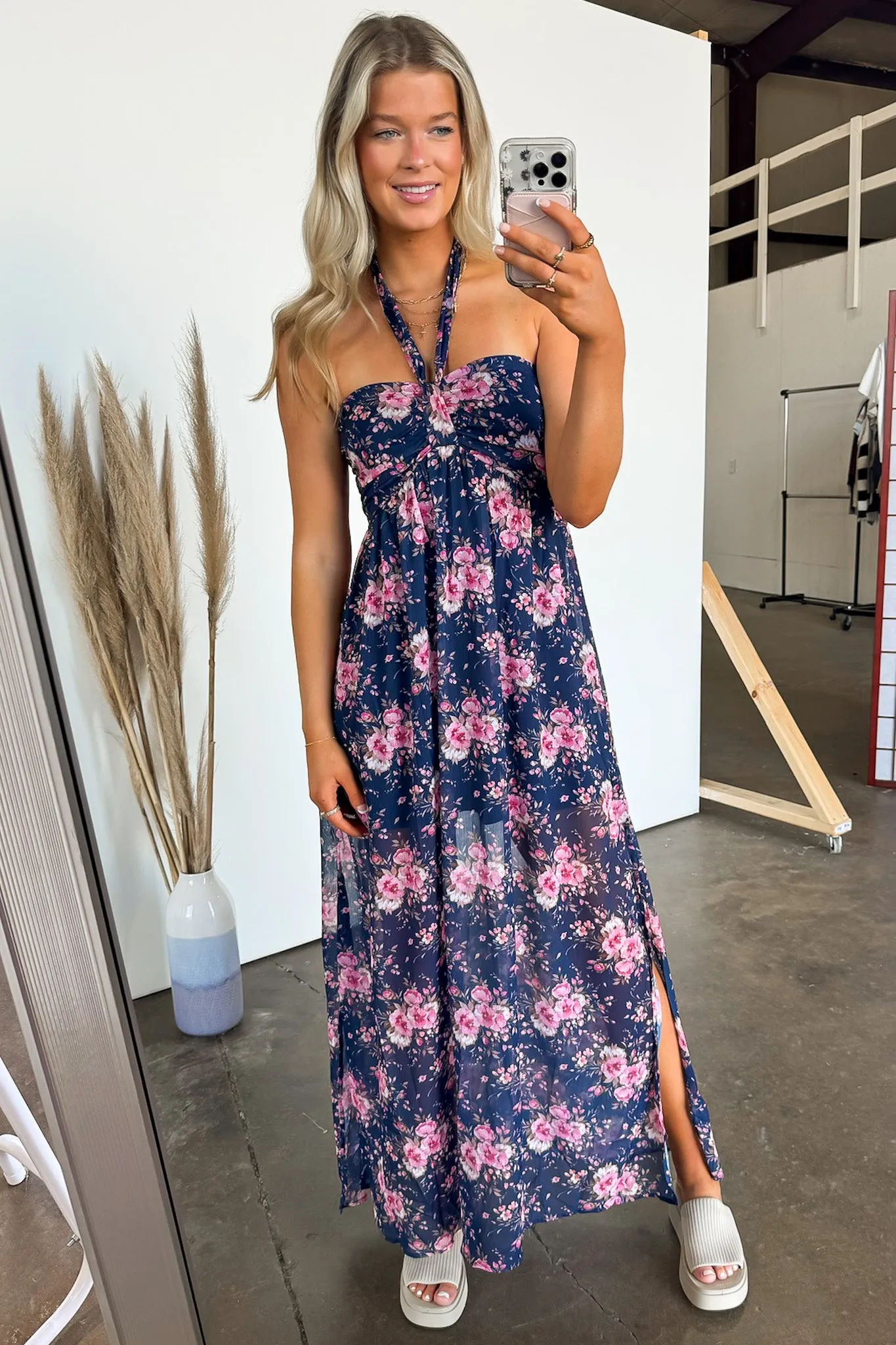 Pretty Demeanor Floral Halter Maxi Dress -BACK IN STOCK