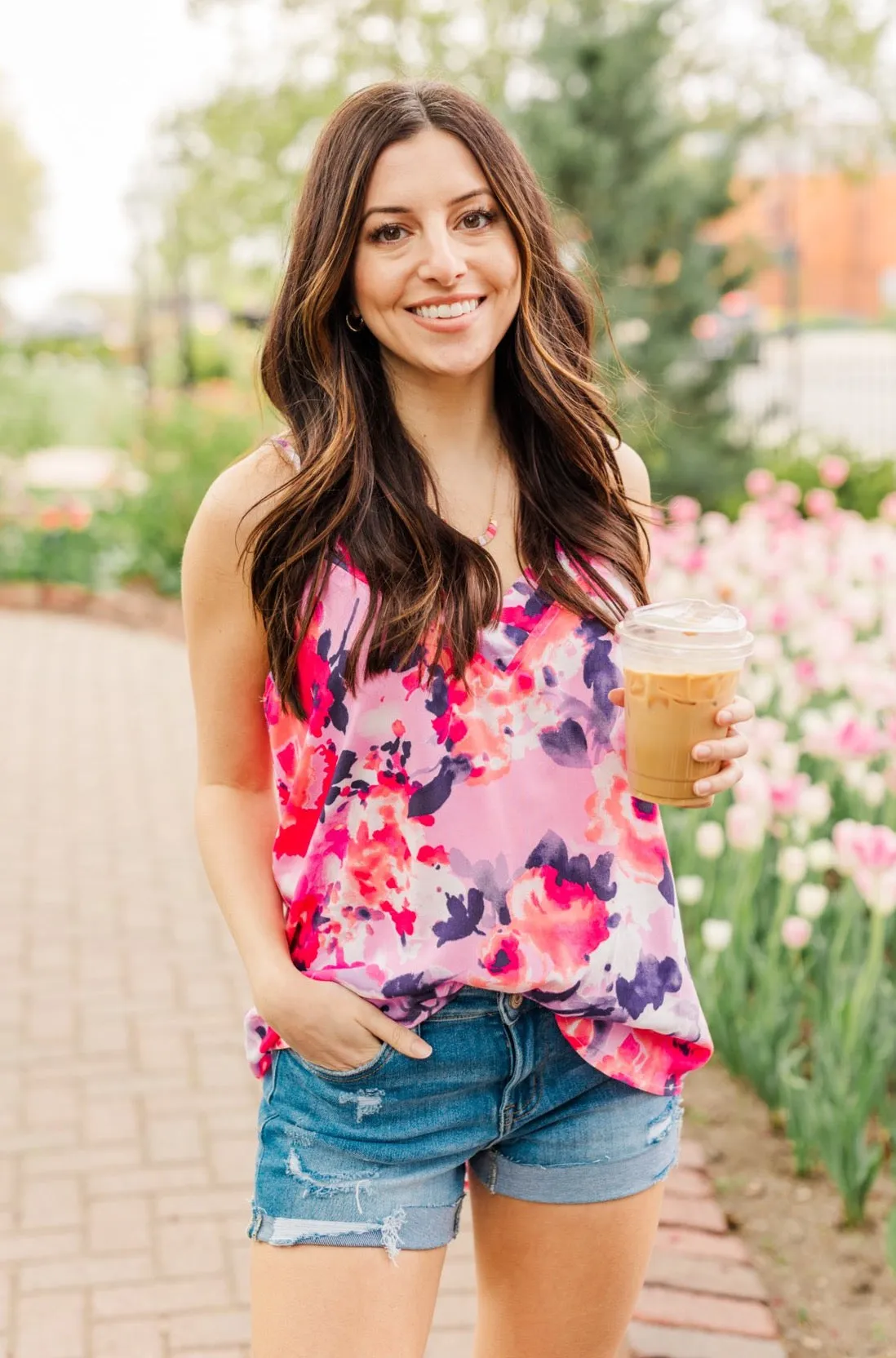 Ready For A Change Floral Tank Top- Lilac & Fuchsia