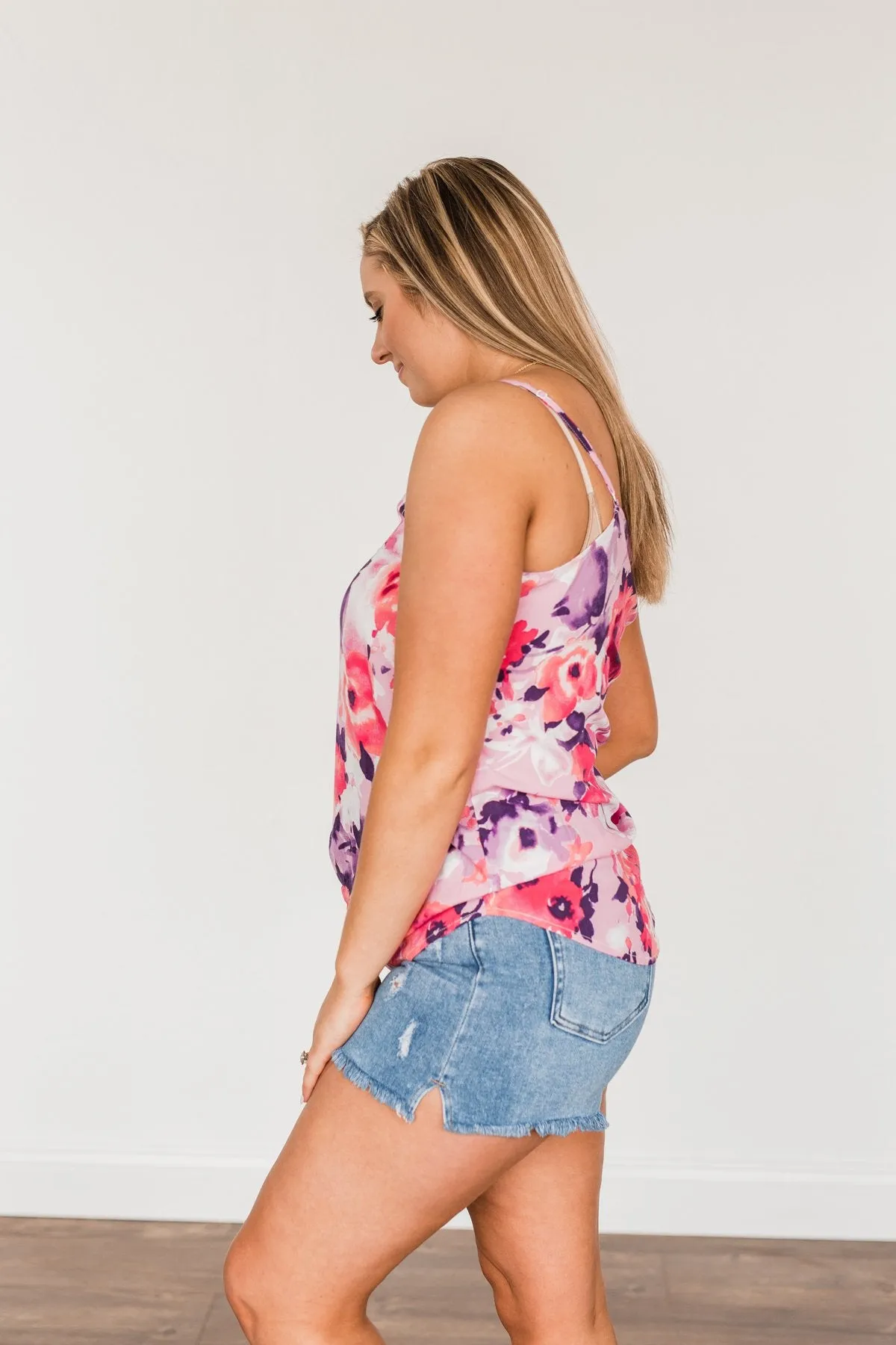 Ready For A Change Floral Tank Top- Lilac & Fuchsia