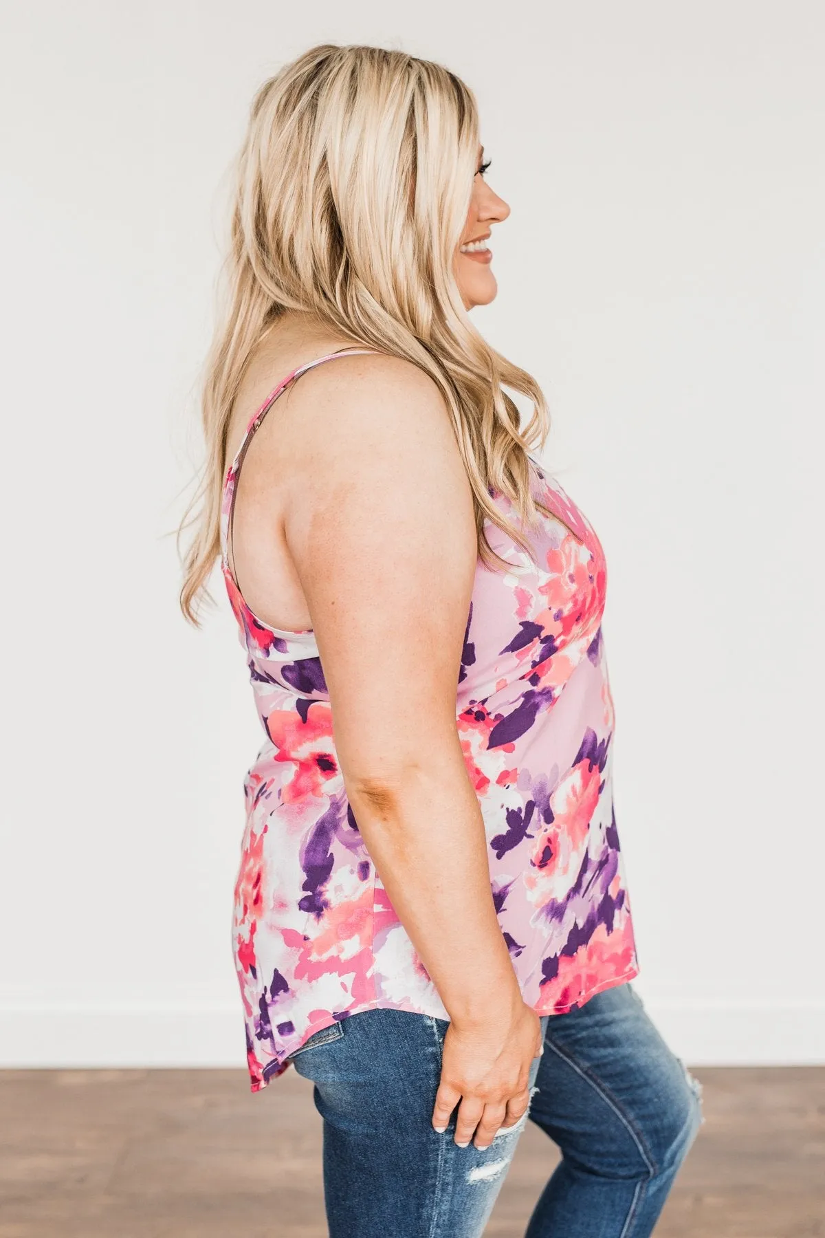 Ready For A Change Floral Tank Top- Lilac & Fuchsia