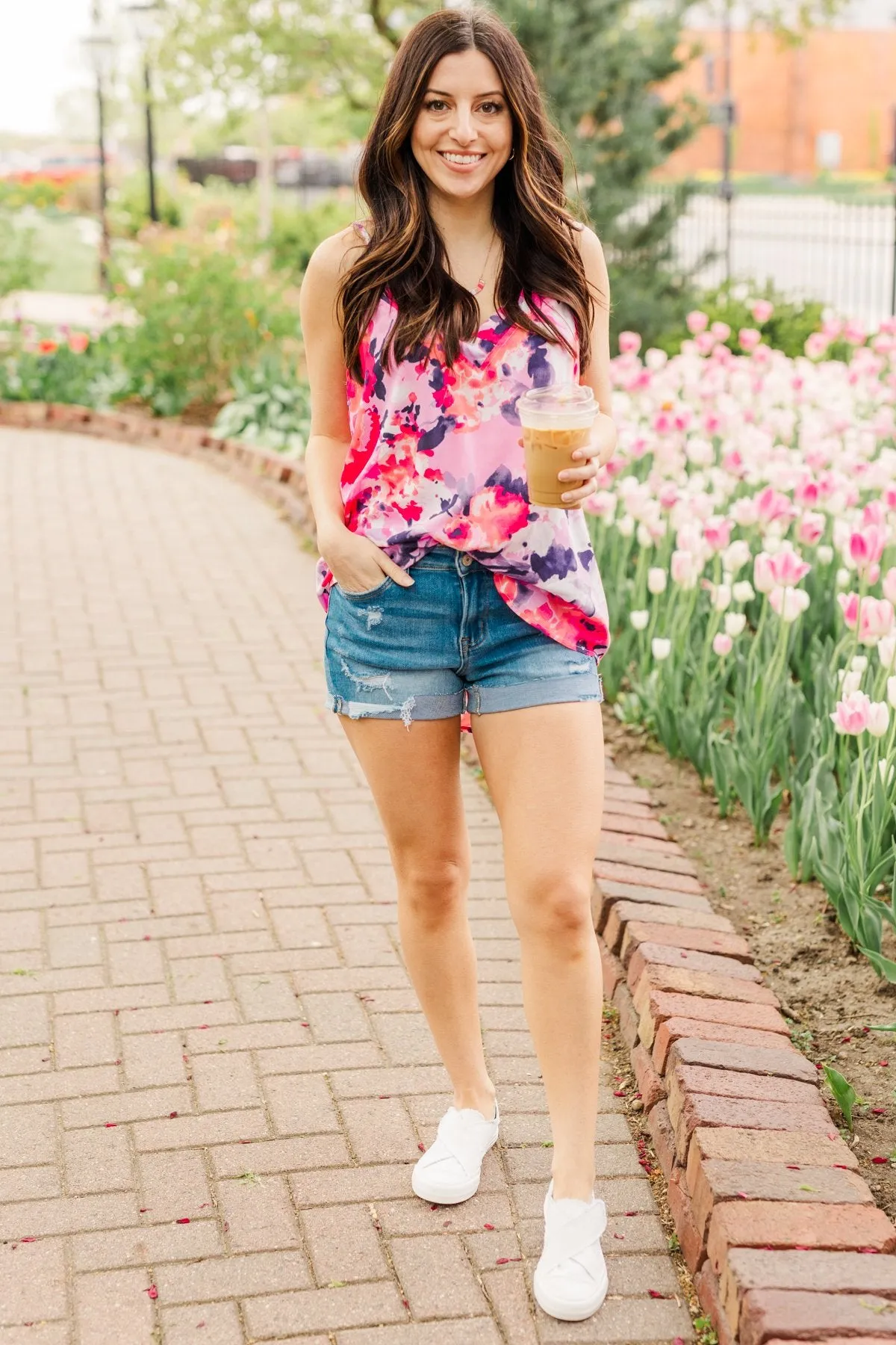 Ready For A Change Floral Tank Top- Lilac & Fuchsia