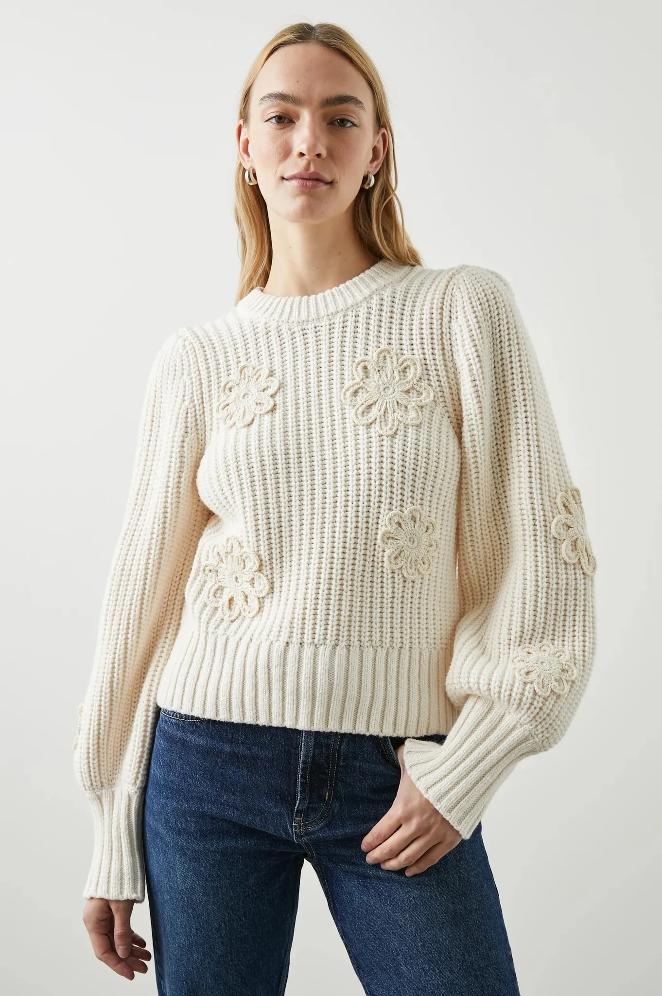 Romy Crochet Daisy Sweater