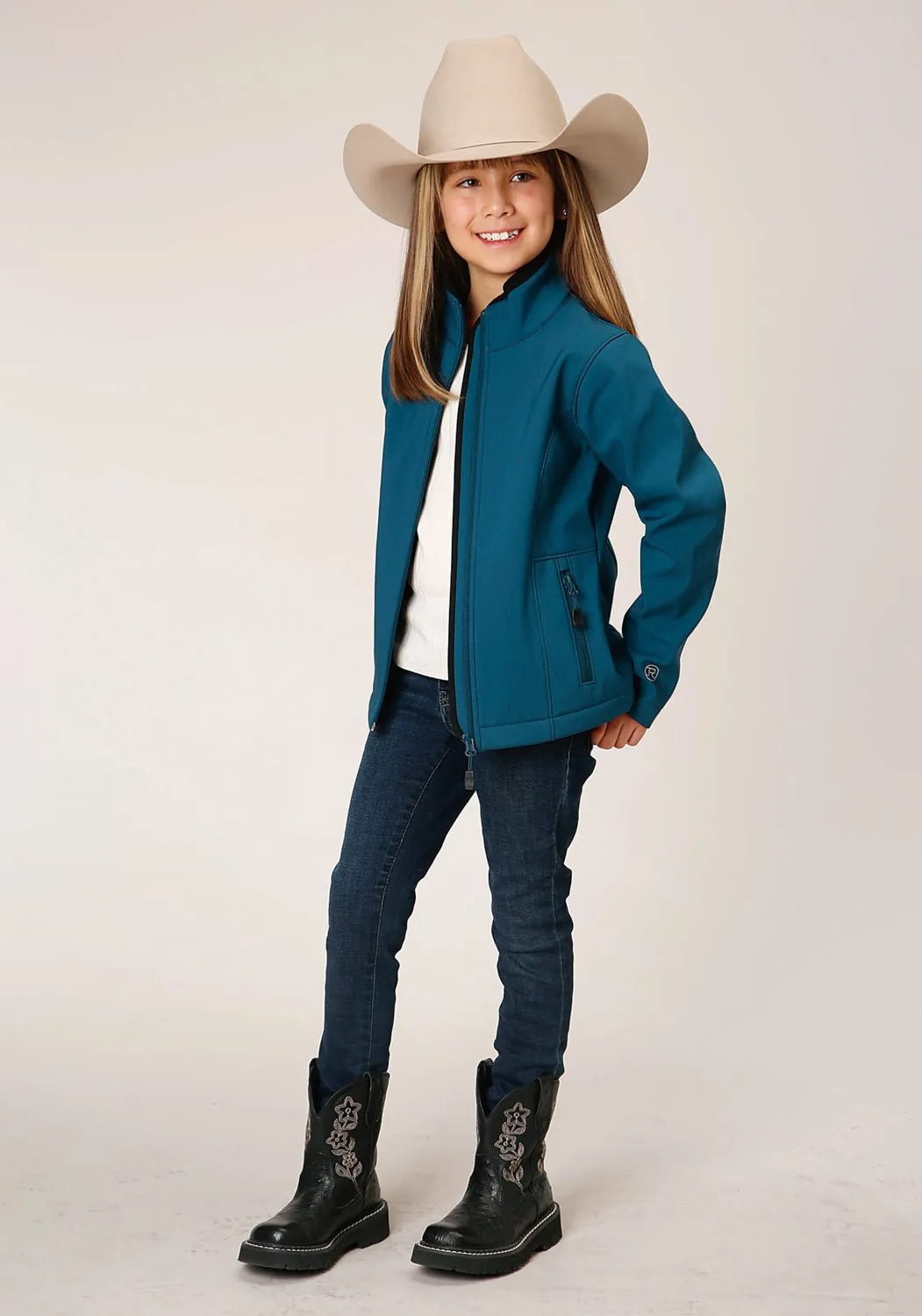 Roper Girls Technical Deep Teal Polyester Softshell Jacket