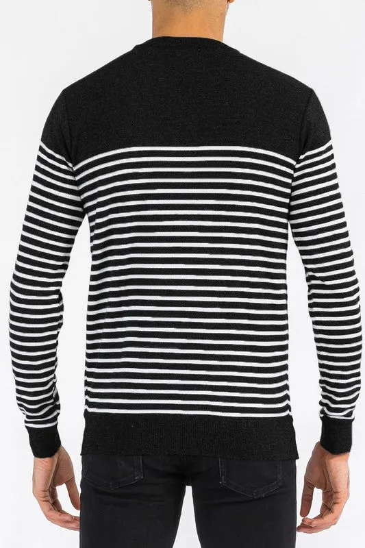 ROUND NECK STRIPED SWEATER