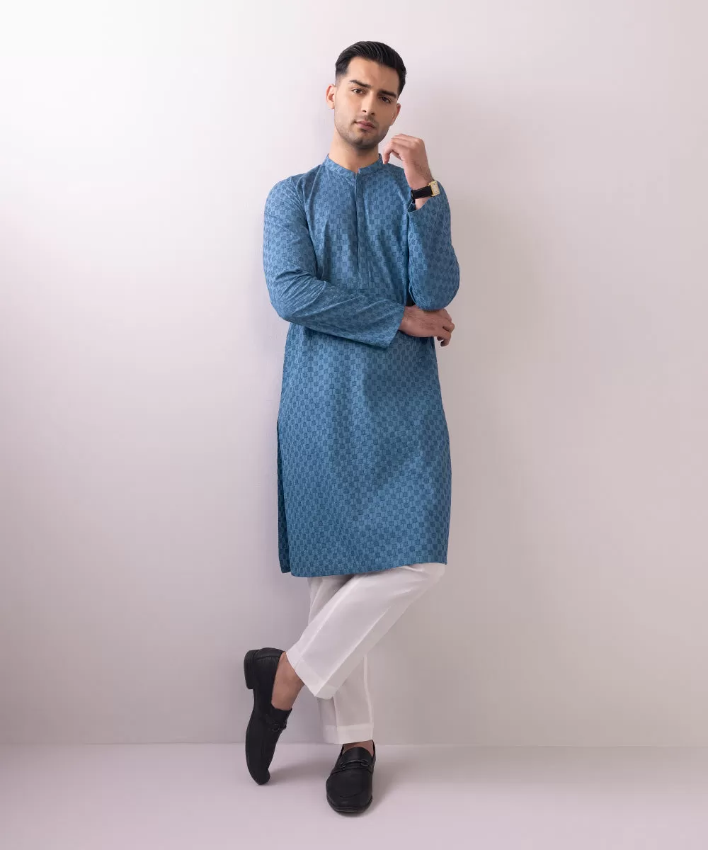 Schiffli Embroidered Cotton Kurta