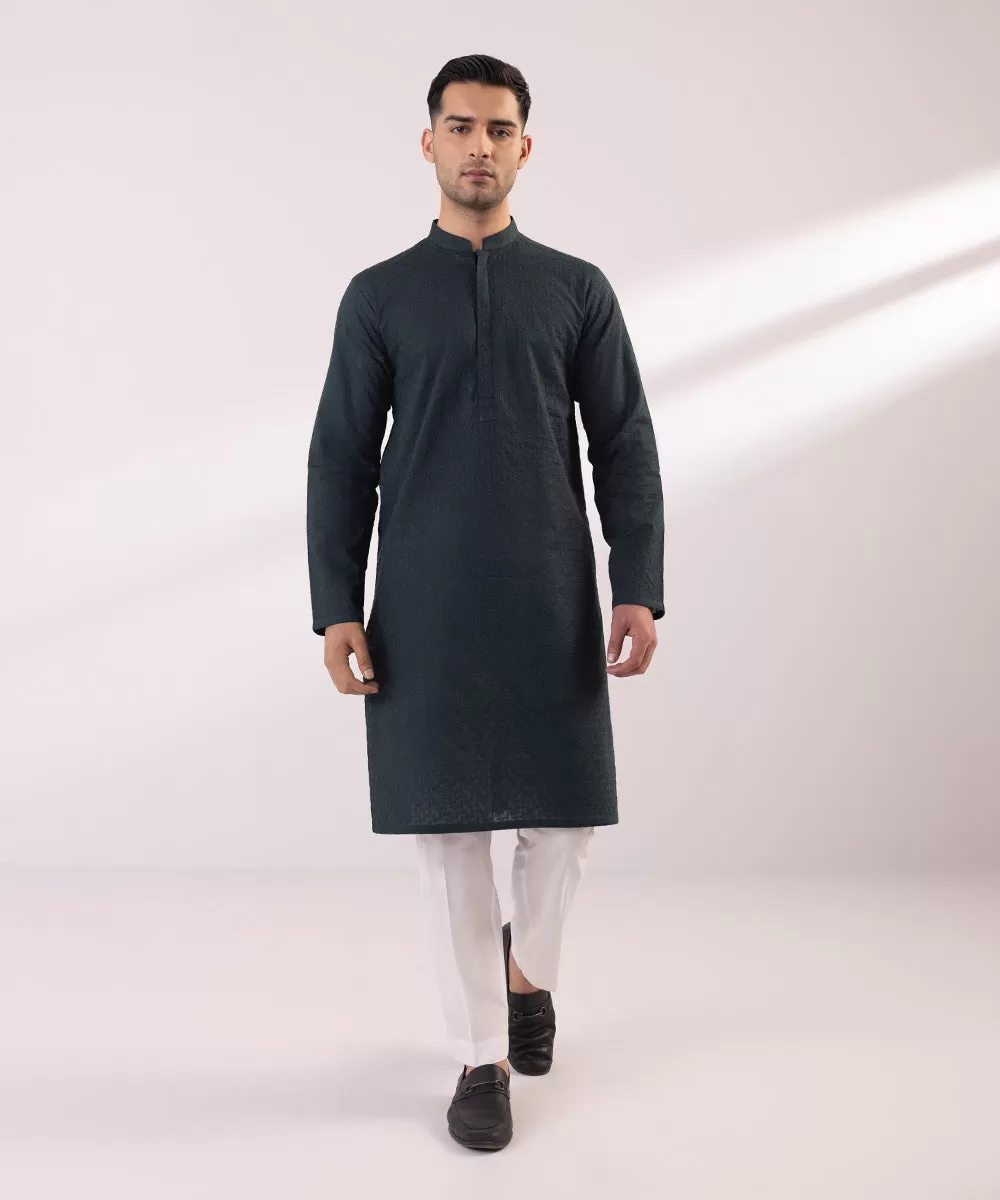 Schiffli Embroidered Cotton Kurta