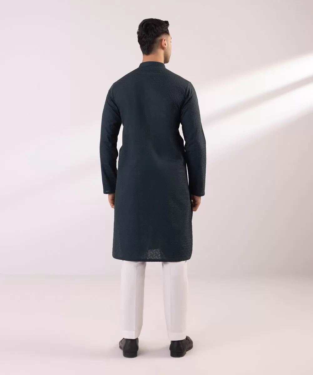 Schiffli Embroidered Cotton Kurta