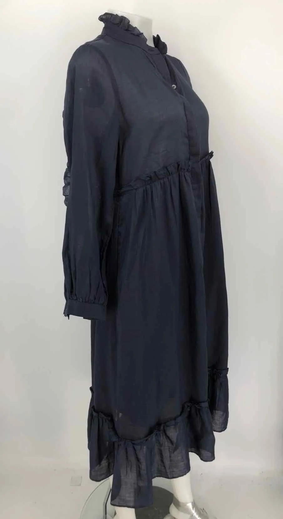 SEA NEW YORK Navy Ramie Midi Length Size 2  (XS) Dress