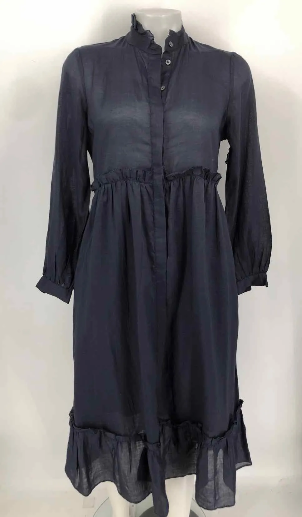 SEA NEW YORK Navy Ramie Midi Length Size 2  (XS) Dress