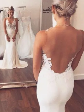 Sexy Backless See Through Trumpet/Mermaid Wedding Dress