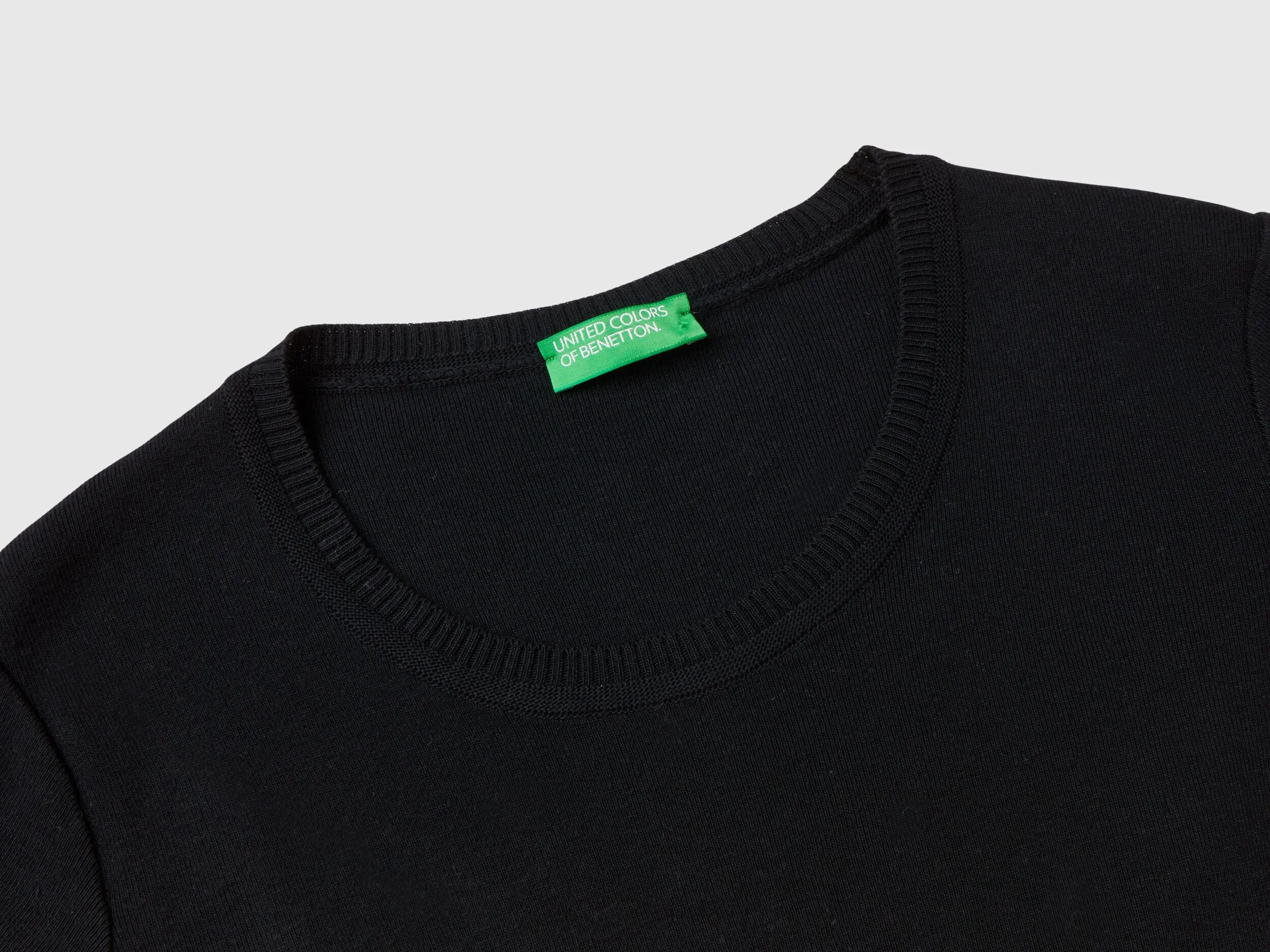 Short sleeve sweater in 100% cotton - Black | Benetton