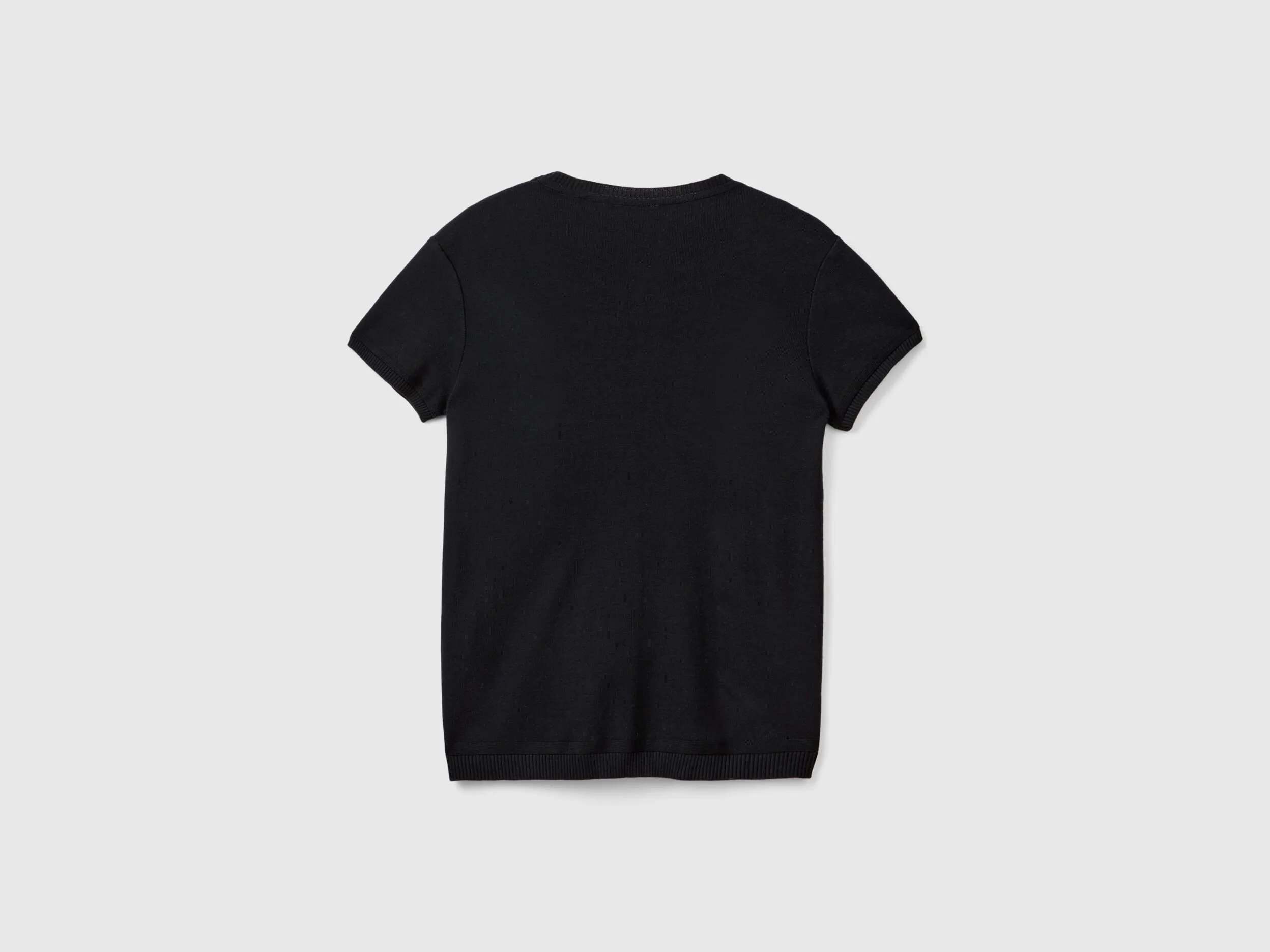 Short sleeve sweater in 100% cotton - Black | Benetton