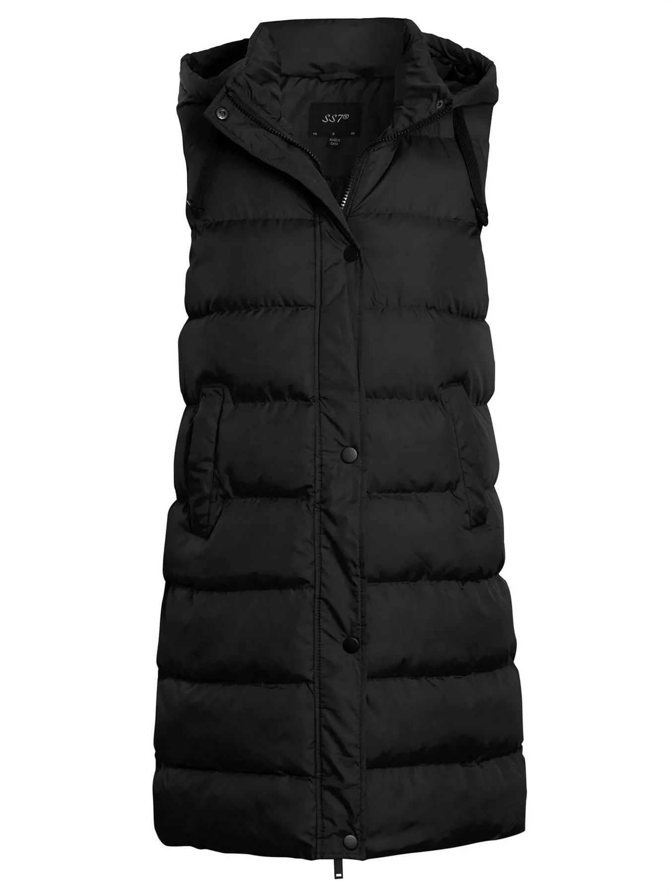 Sleeveless Mid Length Padded Gilet, Black, Khaki, Uk Sizes 8 to 16