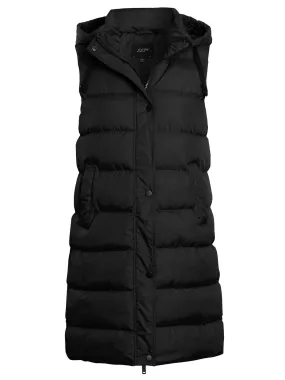 Sleeveless Mid Length Padded Gilet, Black, Khaki, Uk Sizes 8 to 16