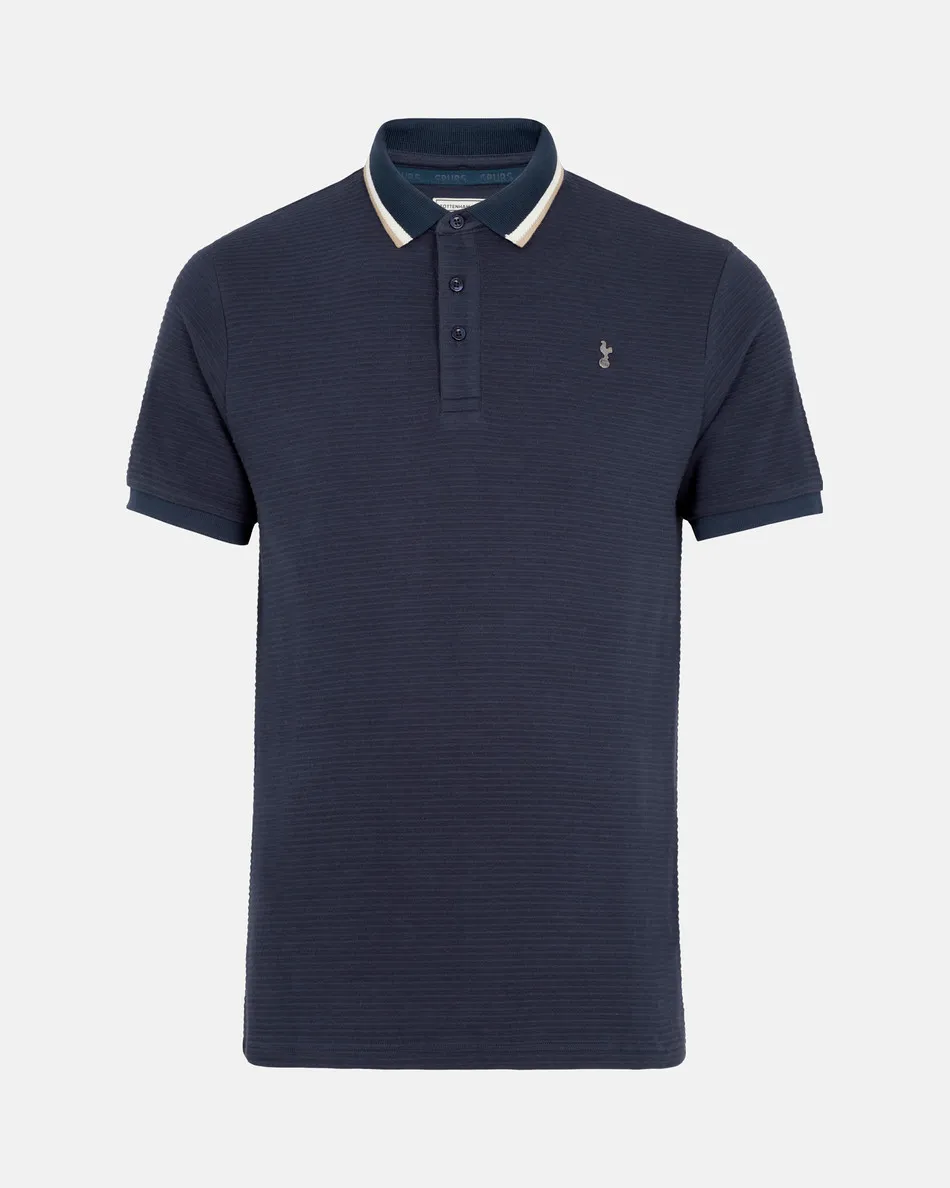 Spurs Mens Navy Cotton Ripple Knit Rib Polo