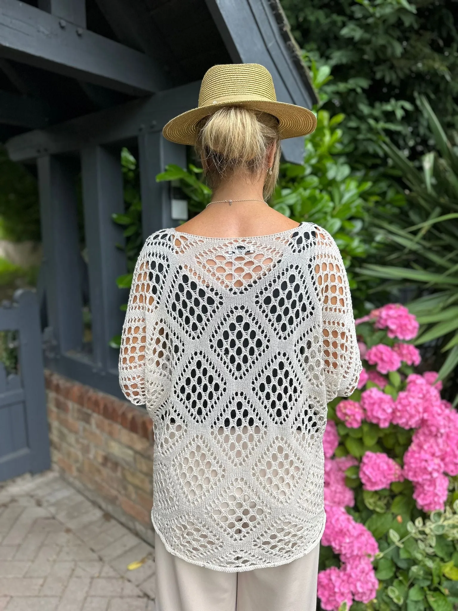 Stone Diamond Pattern Loose Knit Top Erin