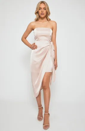 Strapless Satin Dress with Side Tie Feature (WDR479B)