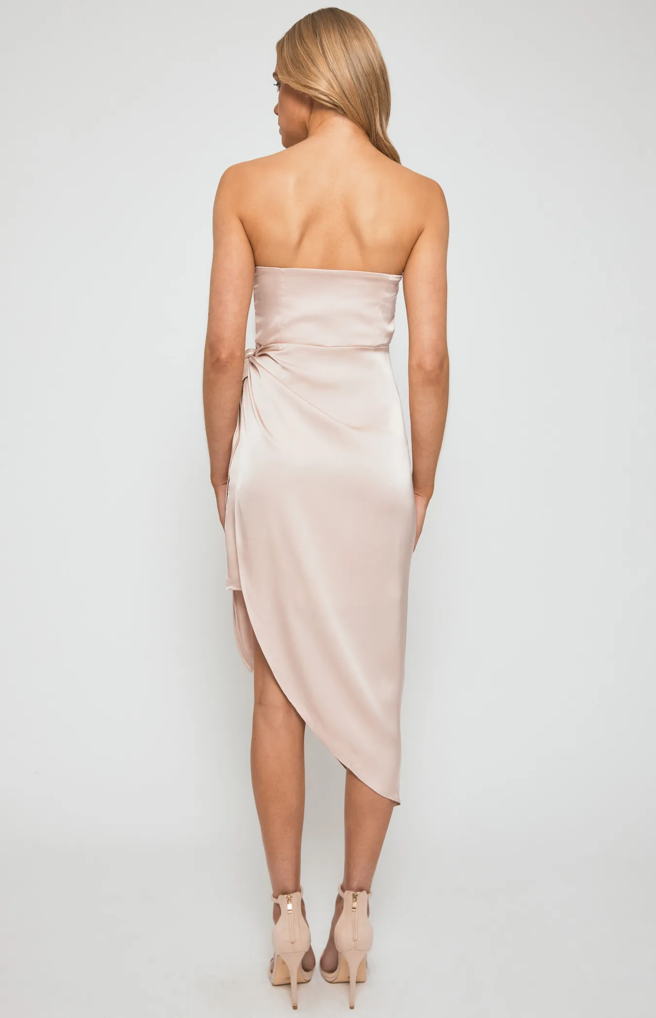 Strapless Satin Dress with Side Tie Feature (WDR479B)