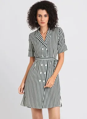 Striped Dress With Button Detailing