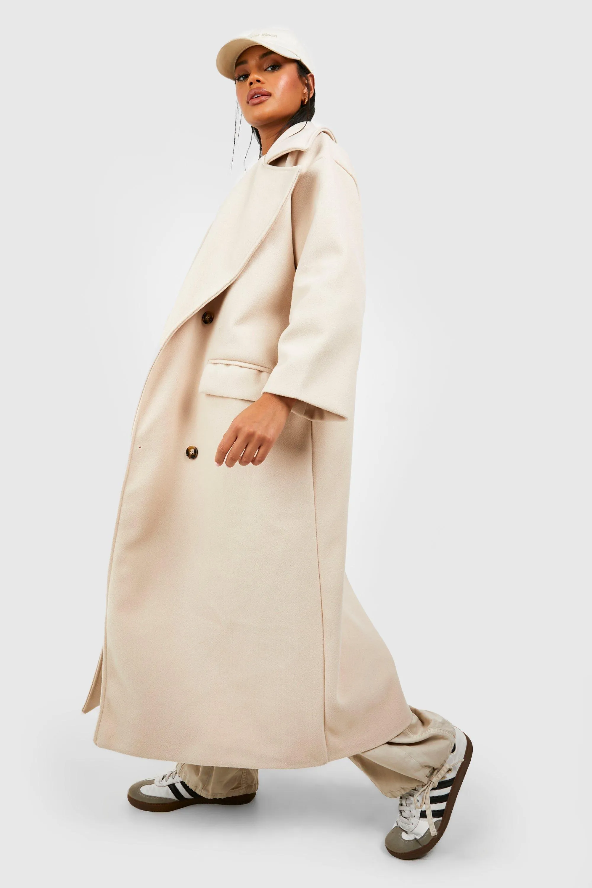 Super Oversized Maxi Double Breasted Wool Look Coat