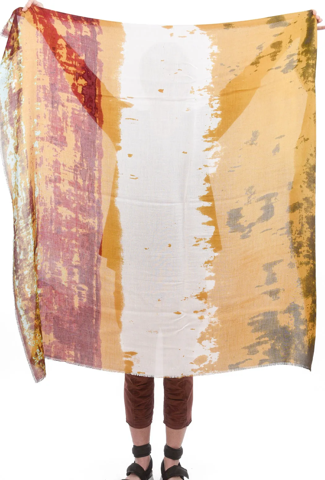 Tissue Cashmere Blend Scarf, Watercolor Mustard