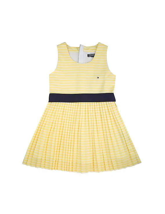 Tommy Hilfiger Kids Girls Striped Accordion Pleat Dress