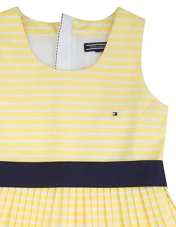 Tommy Hilfiger Kids Girls Striped Accordion Pleat Dress