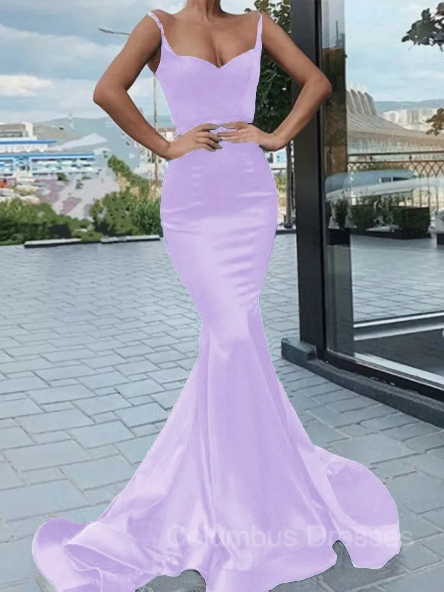 Trumpet/Mermaid Sweetheart Sweep Train Elastic Woven Satin Prom Dresses