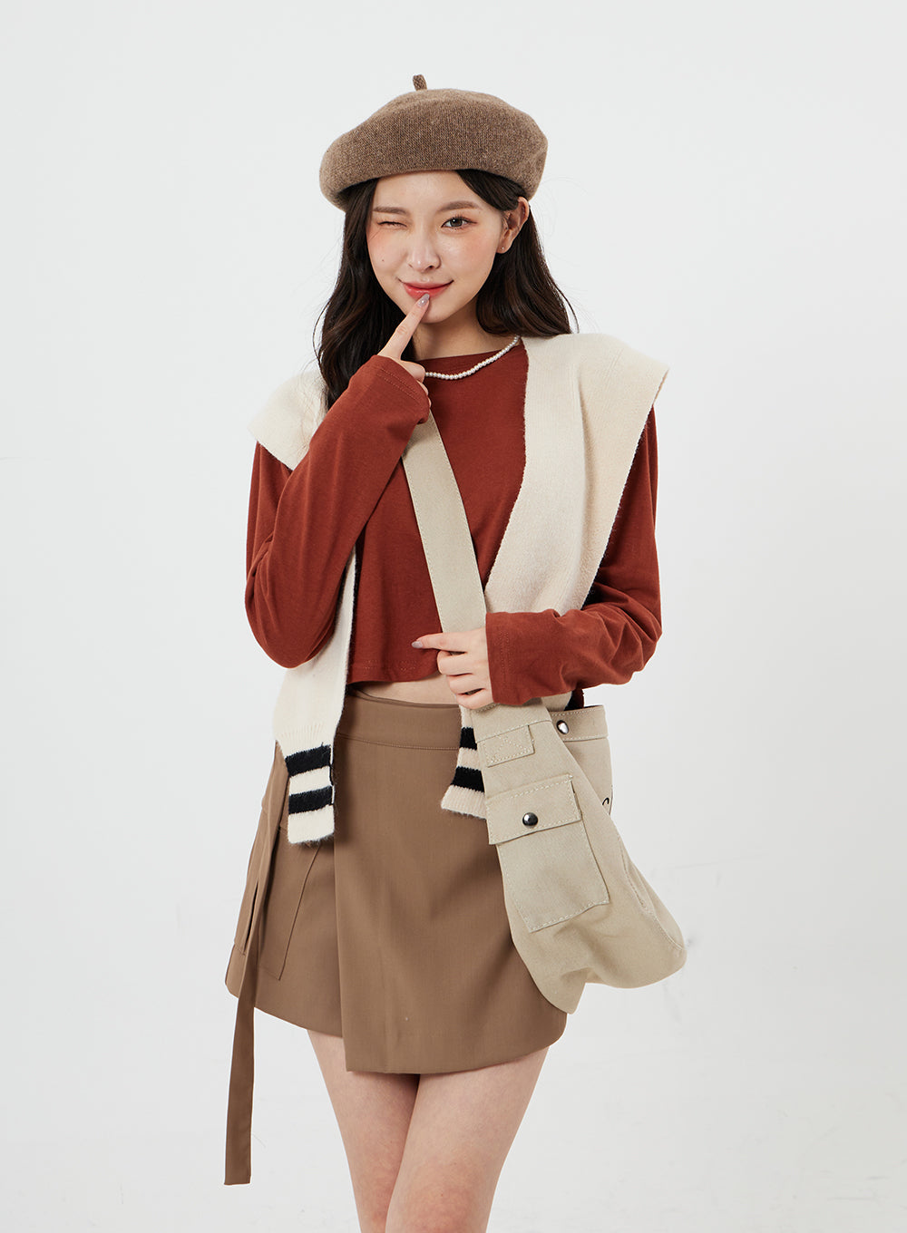 Two Color Layered Fake Cardigan OS22