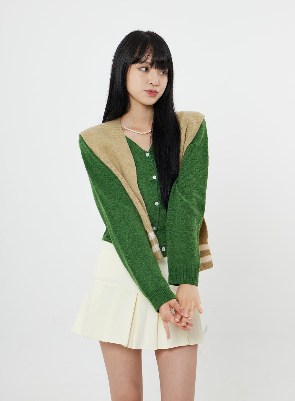 Two Color Layered Fake Cardigan OS22