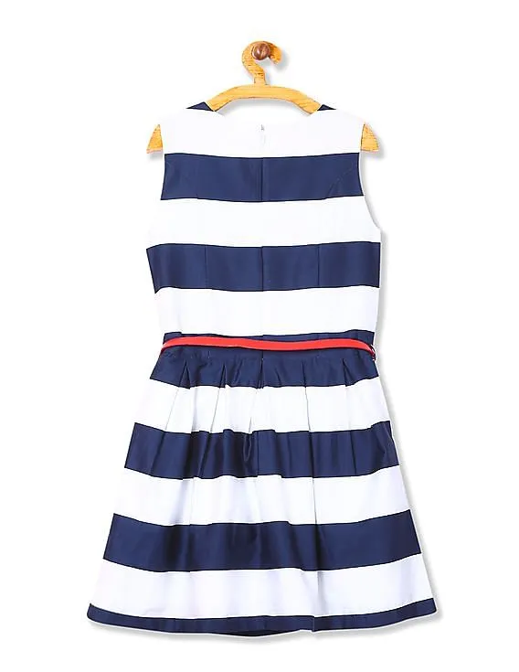 U.S. Polo Assn. Kids Cotton Striped Fit And Flare Dress