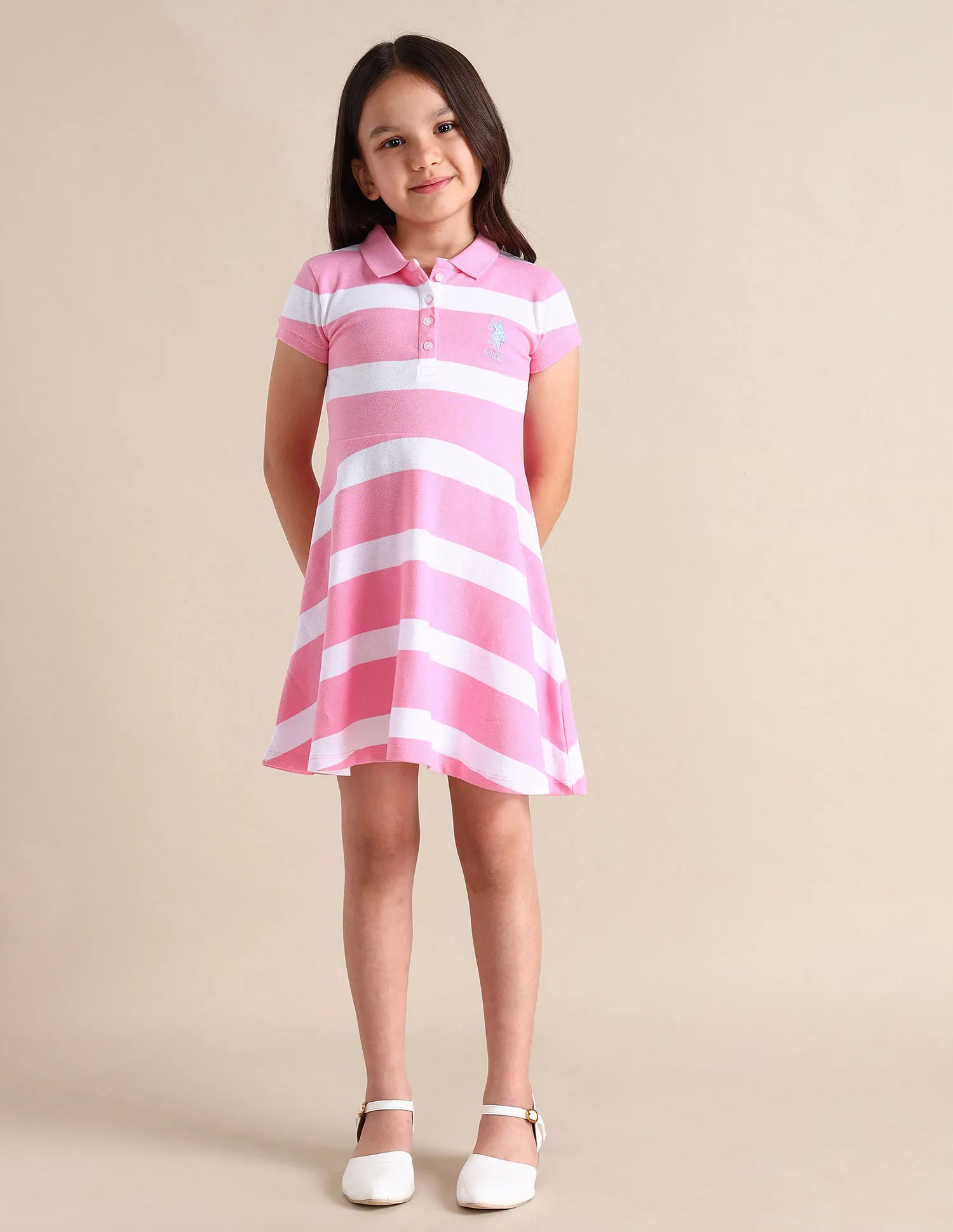 U.S. Polo Assn. Kids Girls Striped A-line Dress