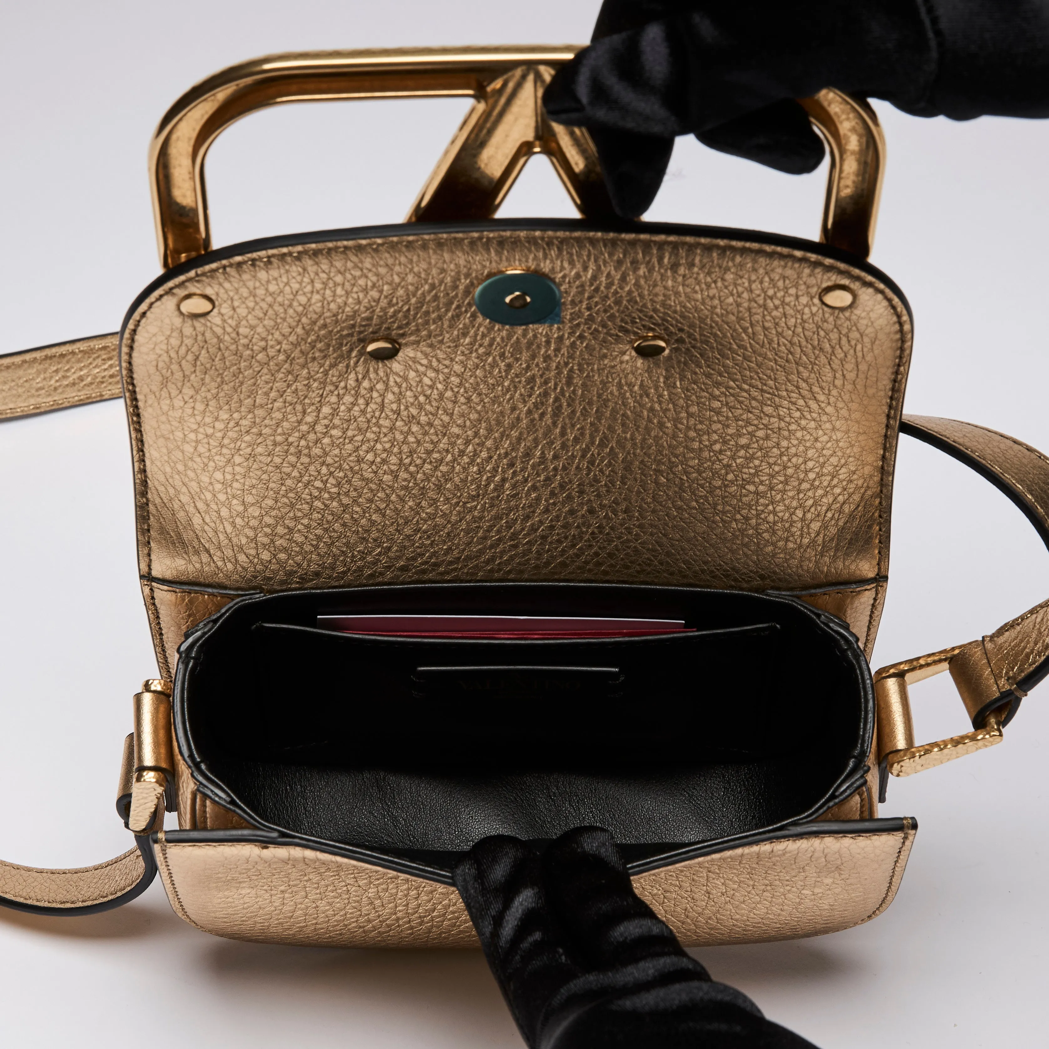 Valentino Garavani Gold Supervee Crossbody Bag