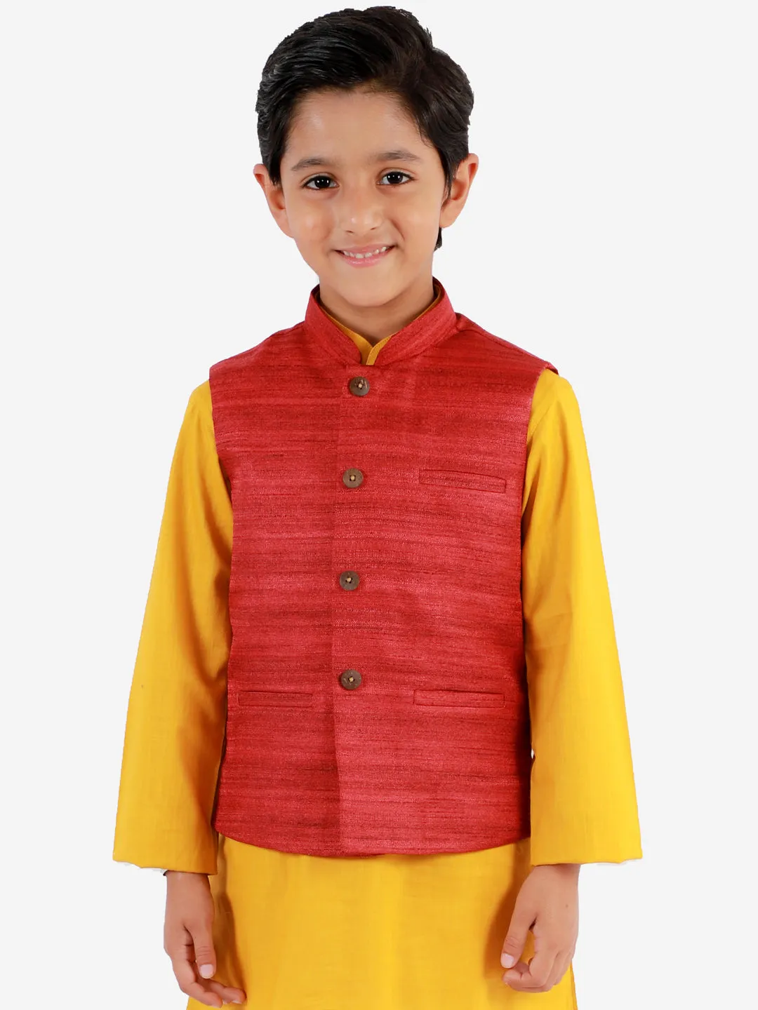 Vastramay Maroon Baap Beta Ethnic Jacket Set