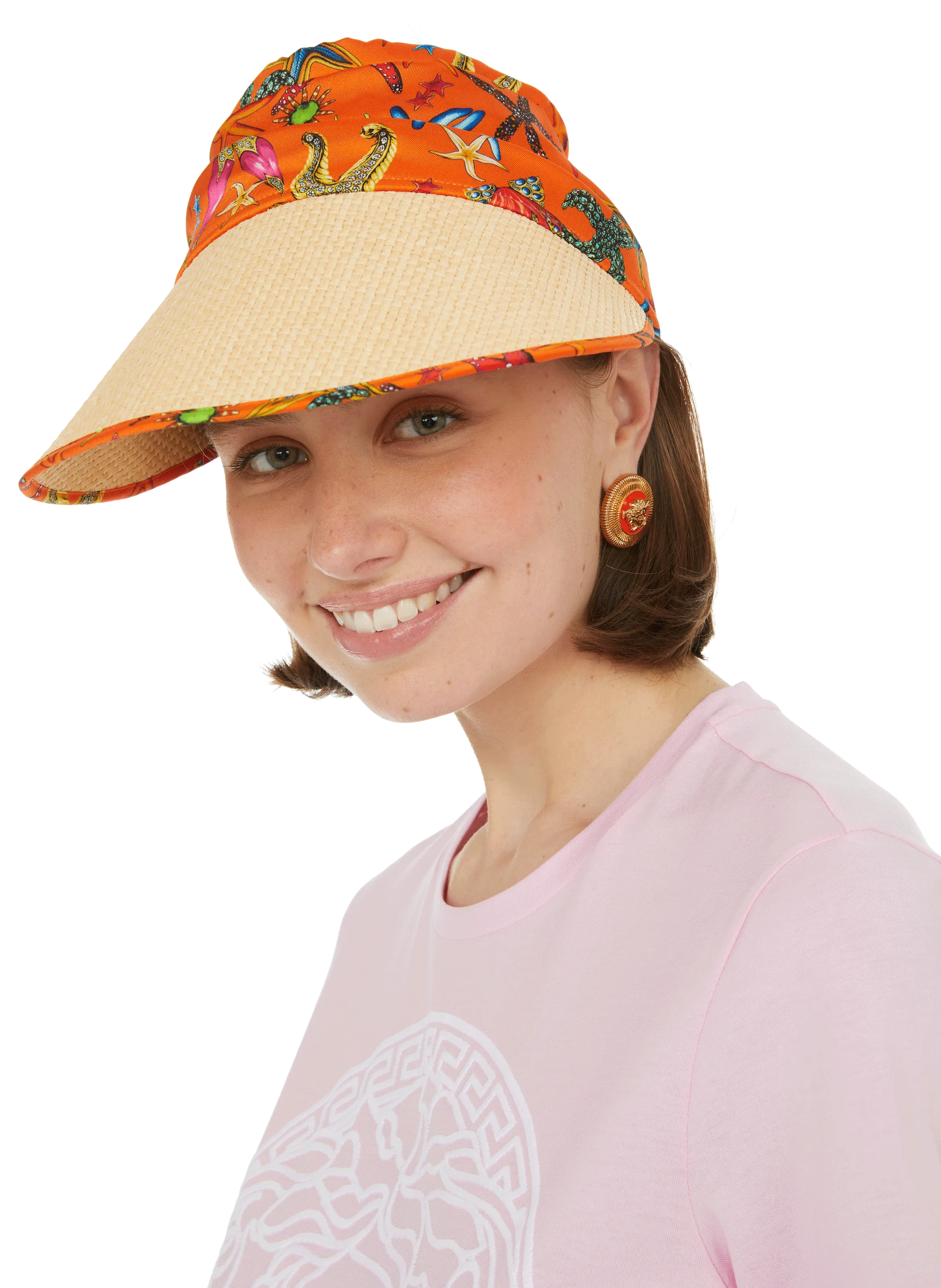 VERSACE  Visor with scarf - Orange