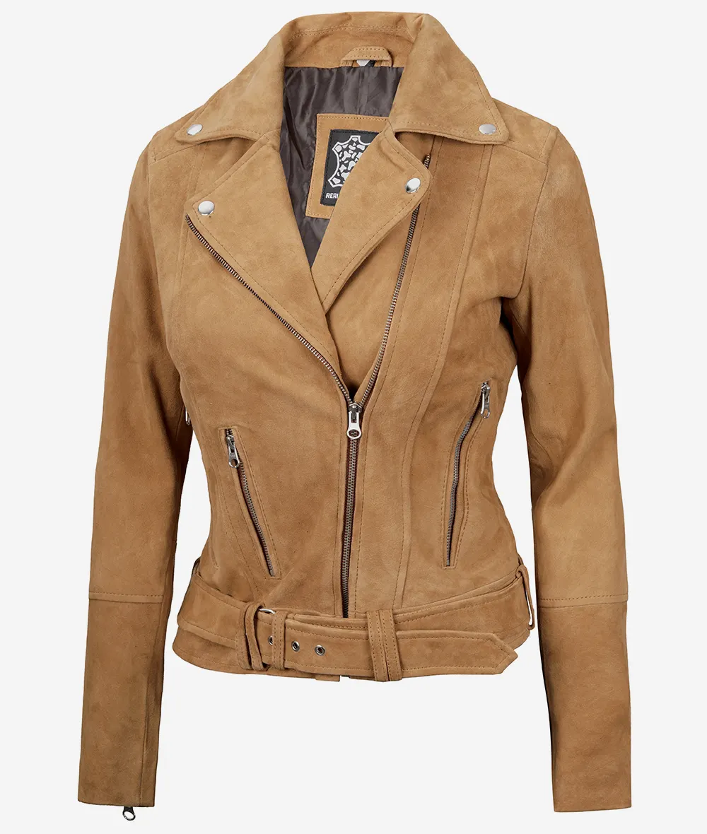 Women's Premium Brown Suede Moto Jacket