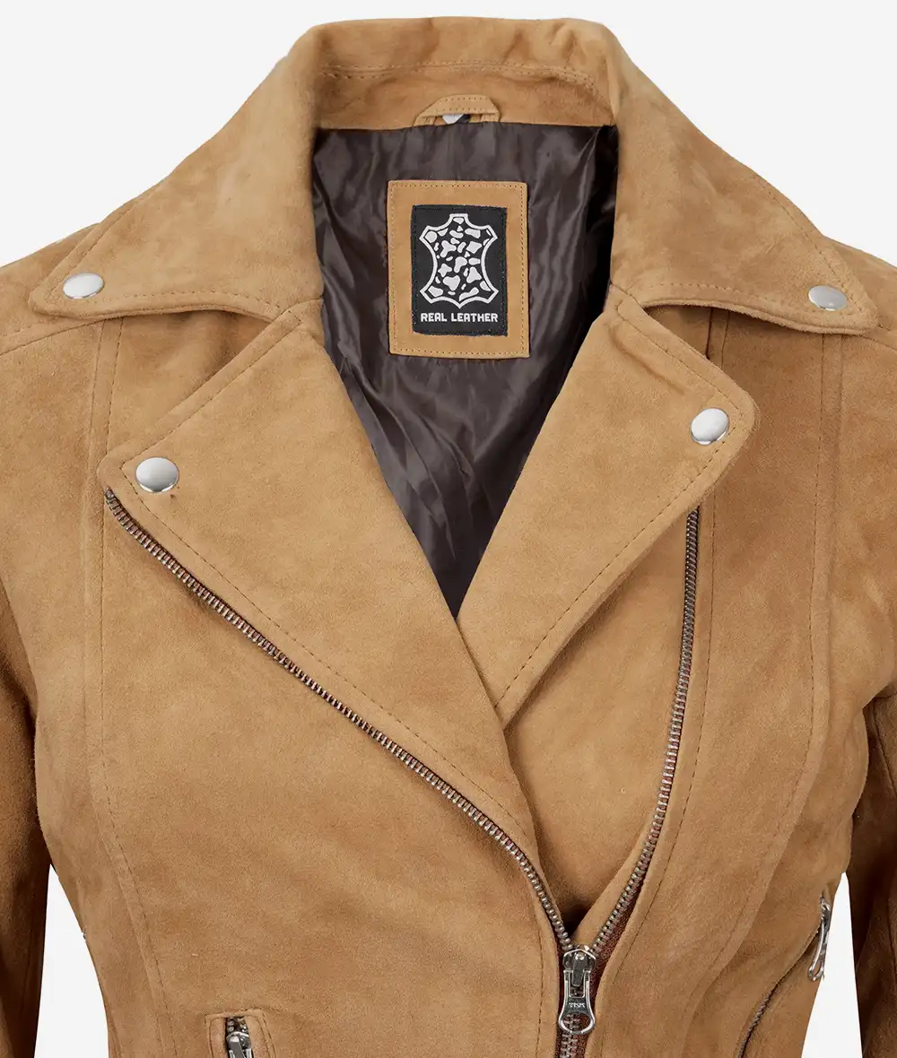 Women's Premium Brown Suede Moto Jacket