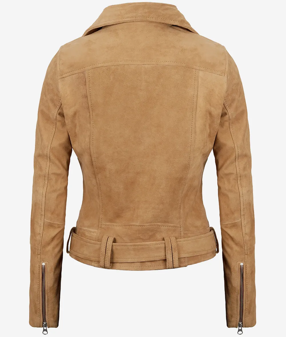 Women's Premium Brown Suede Moto Jacket