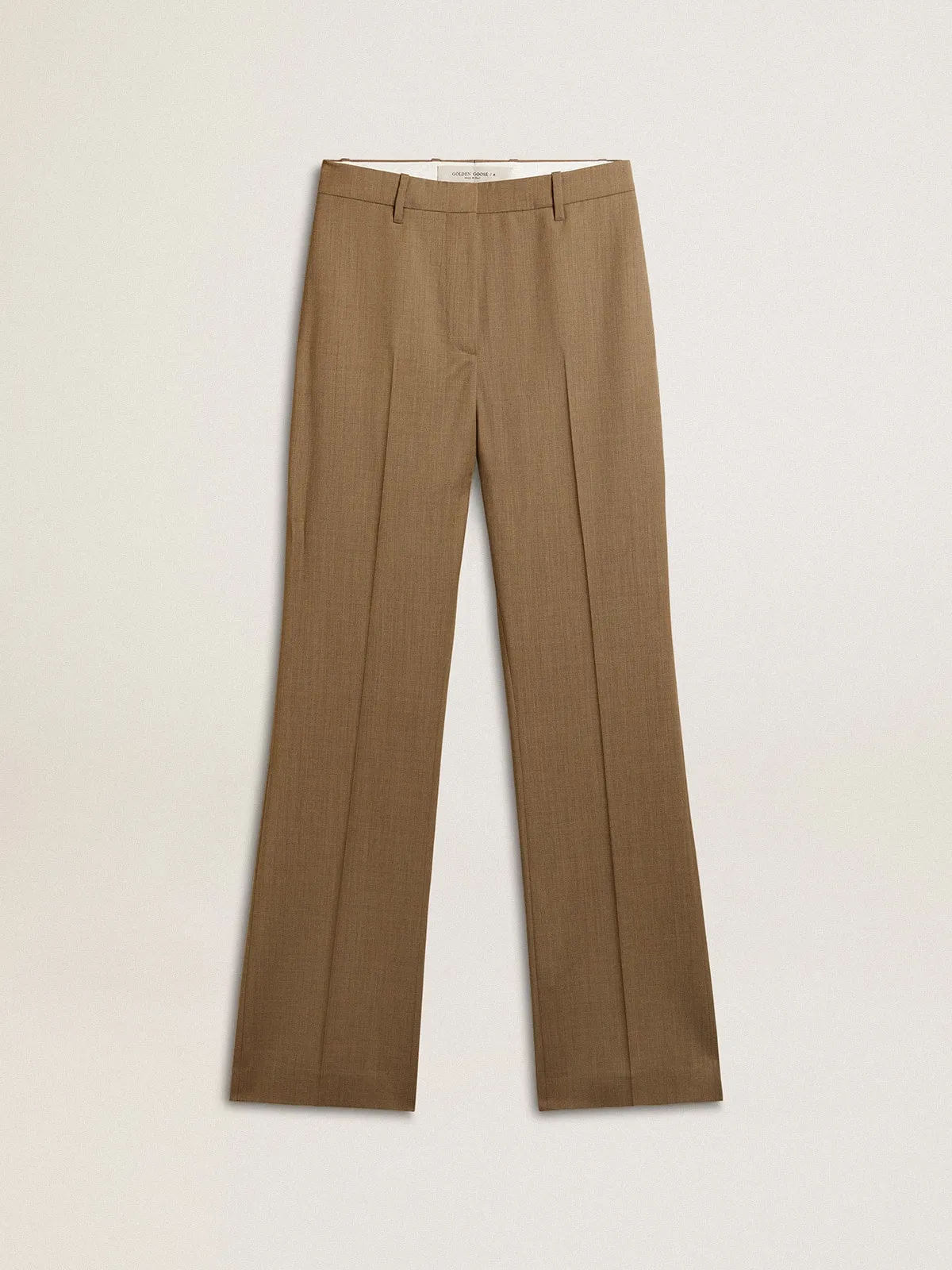 Women's pants in dove-gray tailored wool fabric