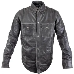 Xelement XS-921O Men's 'Nickel' Distress Gray Leather Shirt with Vintage Buffalo Buttons