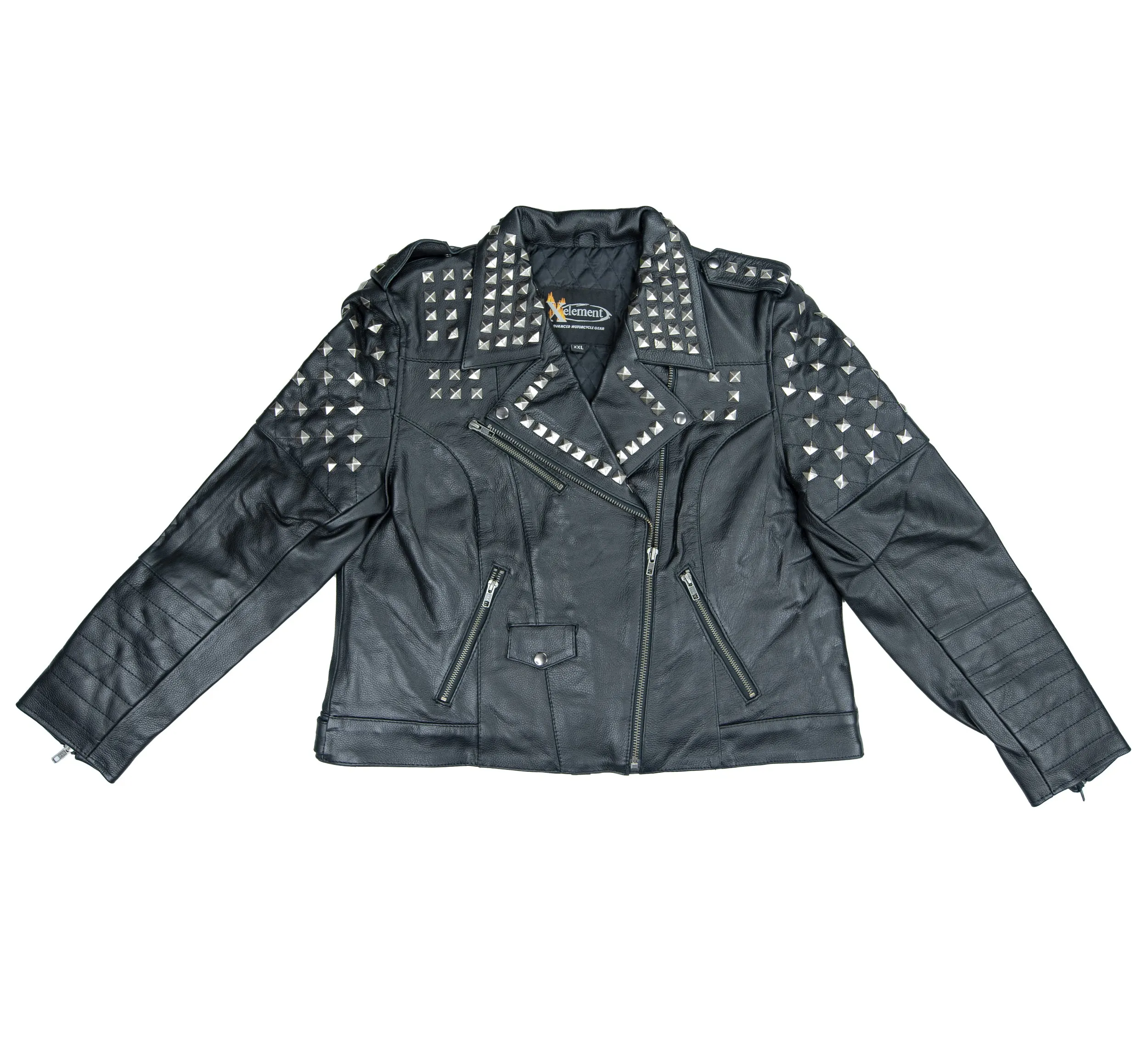 XElement XS932 Women's Black Leather Punk Studded Jacket