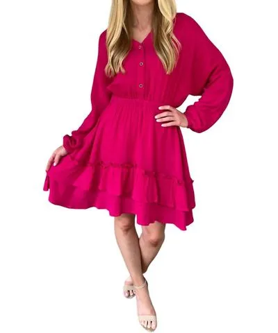 ​Carole Christian Trendy Gauze Dress In Hot